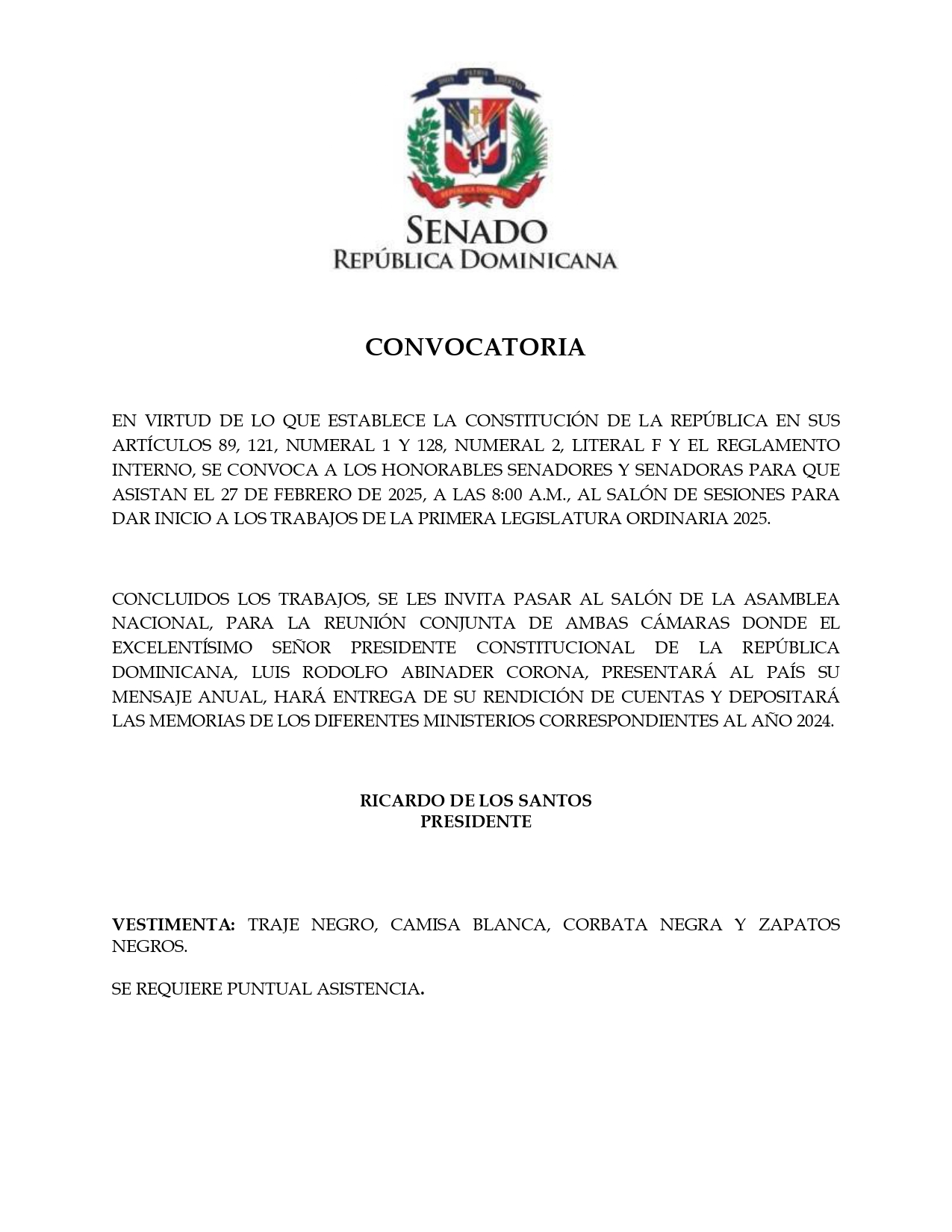 Convocatoria 27 de Febrero